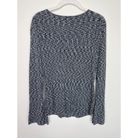 Nic + Zoe Sz S Knit Sweater Black Gray Bell Sleeve Pullover Crewneck Minimalist - Picture 5 of 7